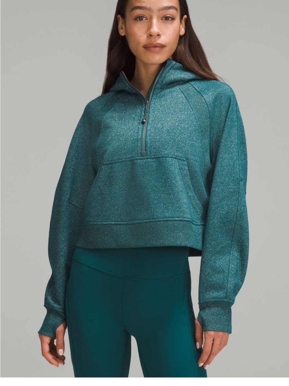 Lululemon Scuba Oversized Hoodie *glitter* in Storm Teal/Silver Size M/L